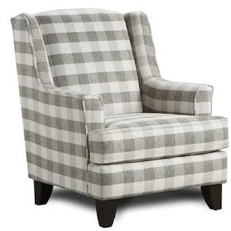 Transitional Plaid Wing Back Chair